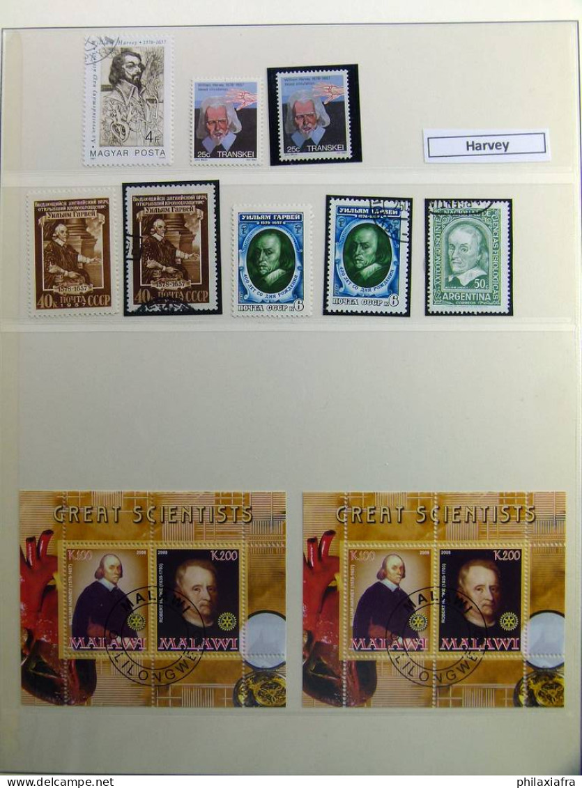 Collection thème des scientifiques album timbres neufs oblitéré histoire postale