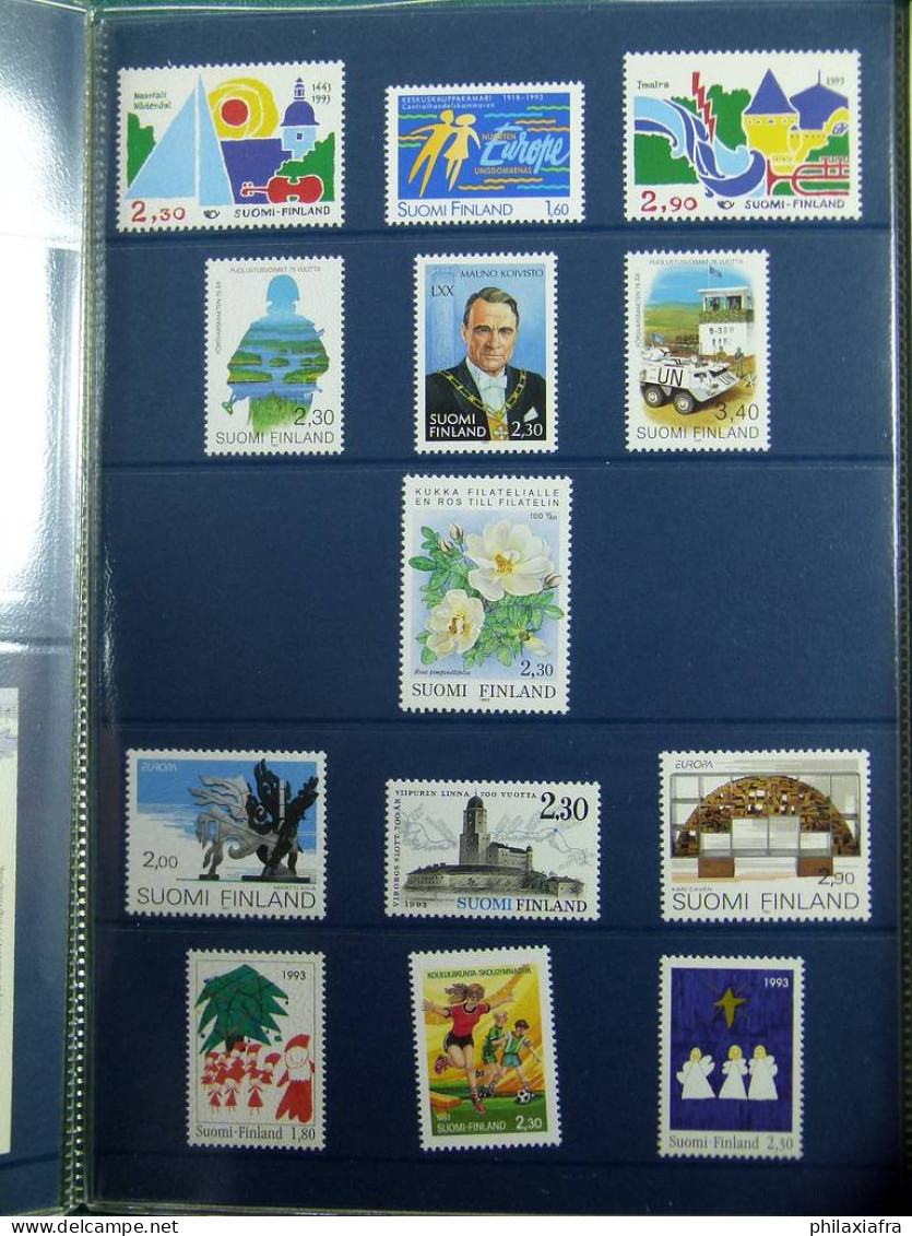 Collection Finlande, sur Dossier officielles, Timbres, neuf ** 1991, 1993, 1994-