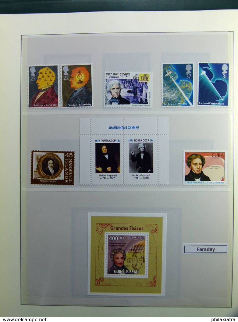 Collection thème scientifiques album Histoire postale timbres neufs oblitéré