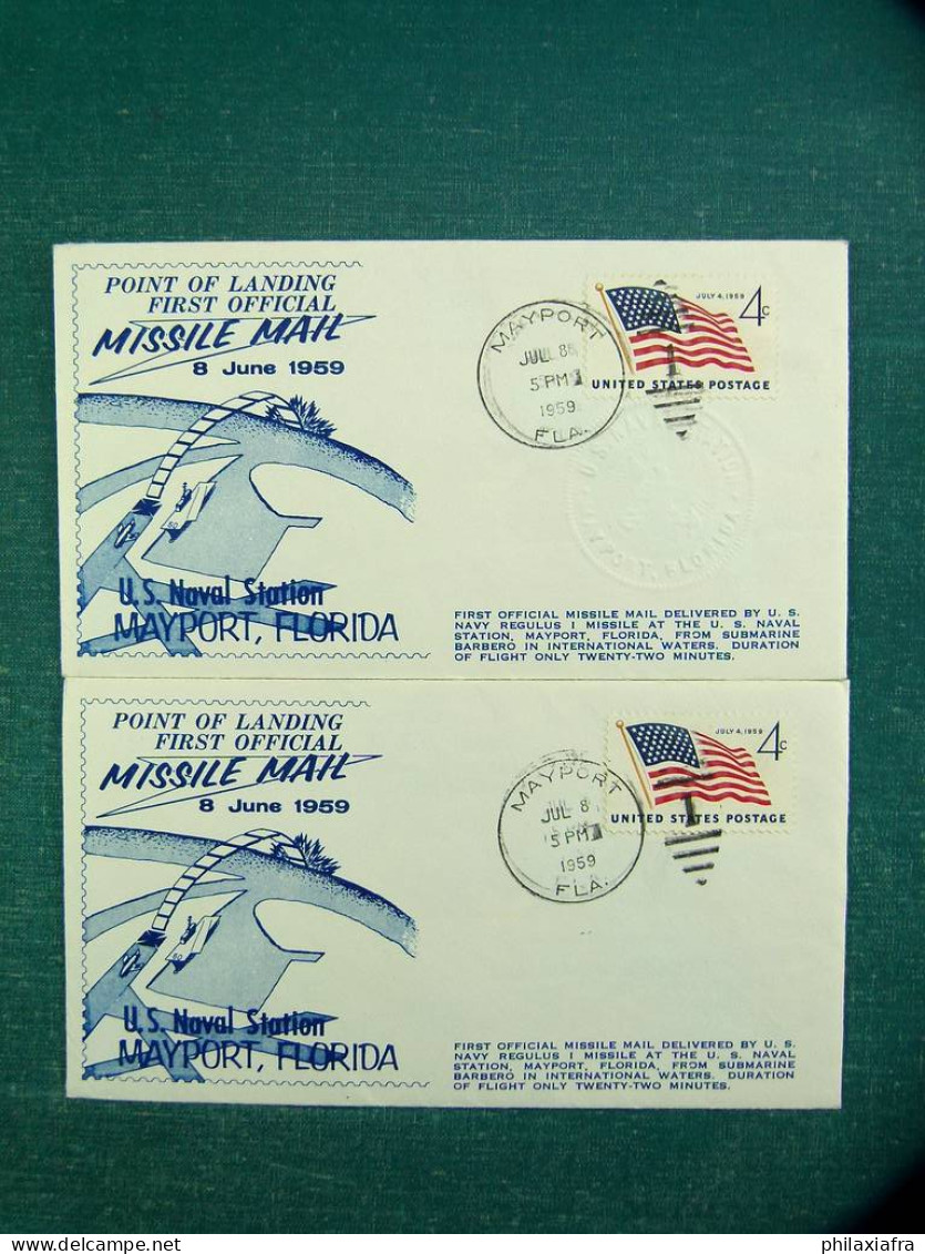 No. 2 Enveloppes, Voyage Avec Missile 1959, Un Avec Cachets Spéciale - Collections (en Albums)