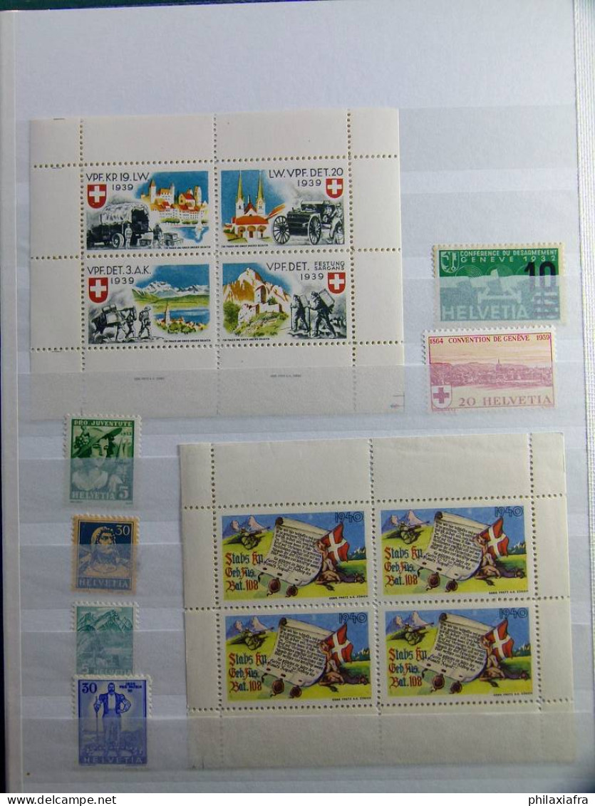 Lot Suisse classificateur, timbres pour soldats, poste de terrain 1940 neufs*