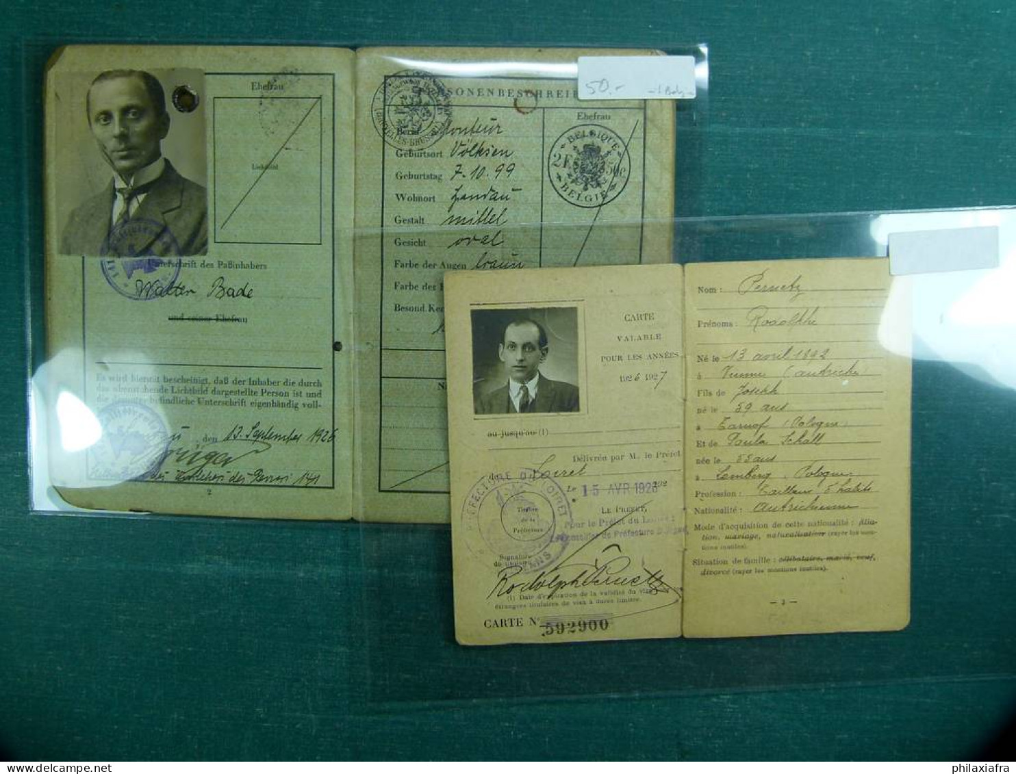 Lot Europe, 2 Anciens Documents D'identité, Années 1920, France Et Reich - Altri - Europa