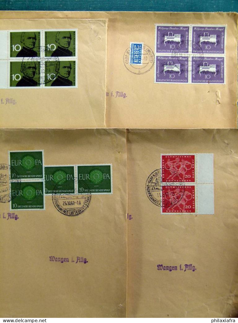 Lot d'enveloppes, années 1950, du Bund allemand, toutes timbrées avec 40 pfg
