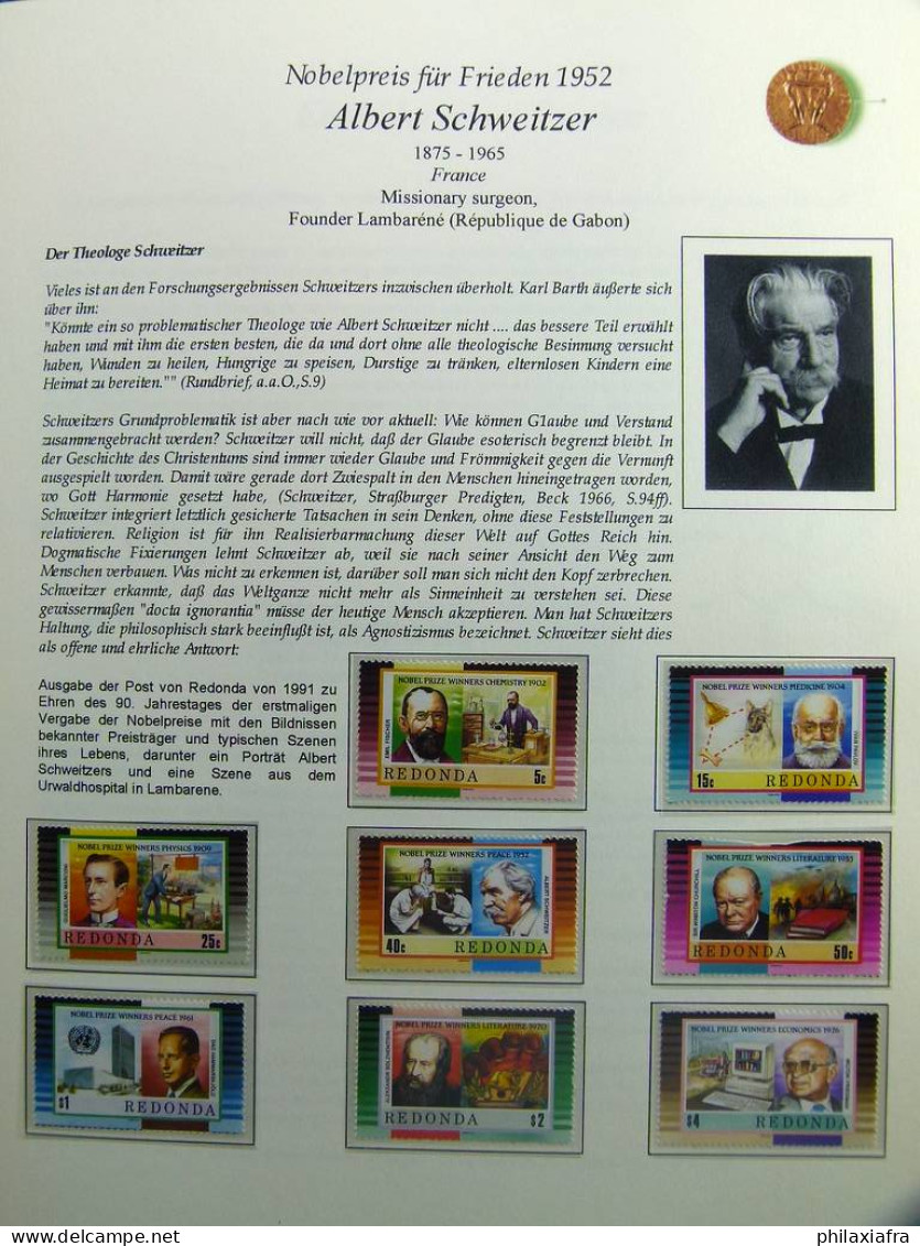 Lot thème des prix Nobel album timbres neufs oblitéré histoire postale