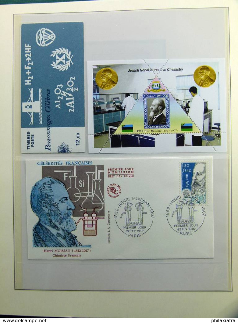 Lot thème des prix Nobel album timbres neufs oblitéré histoire postale