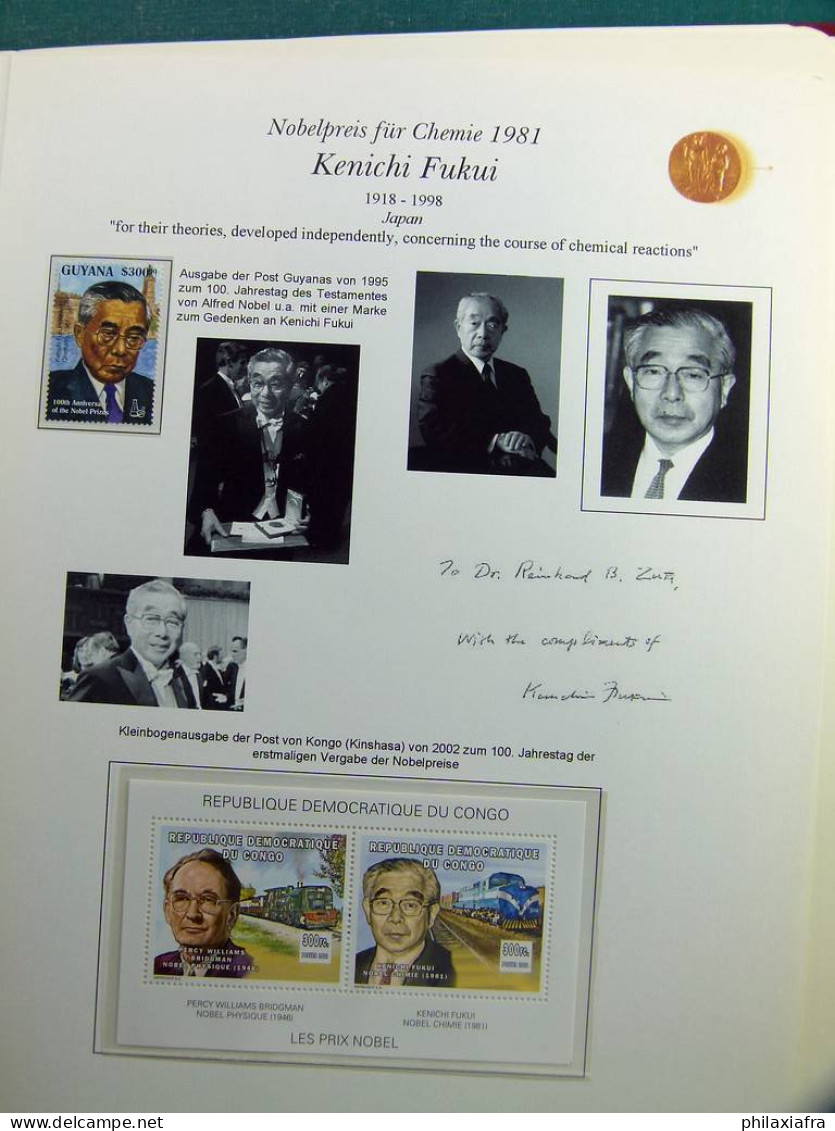 Collection thème prix Nobel, timbres neufs oblitéré Histoire postale