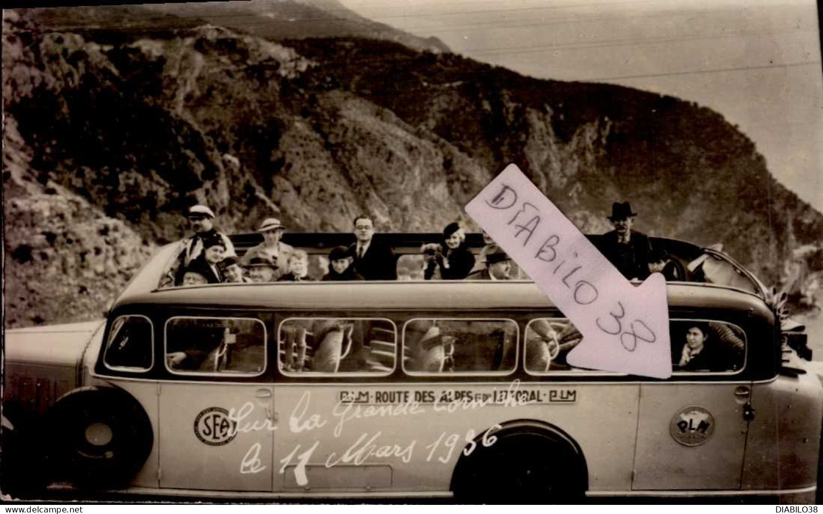 SUR LA GRANDE CORNICHE LE 11 MARS 1936    ( CARTE PHOTO ) - Bus & Autocars