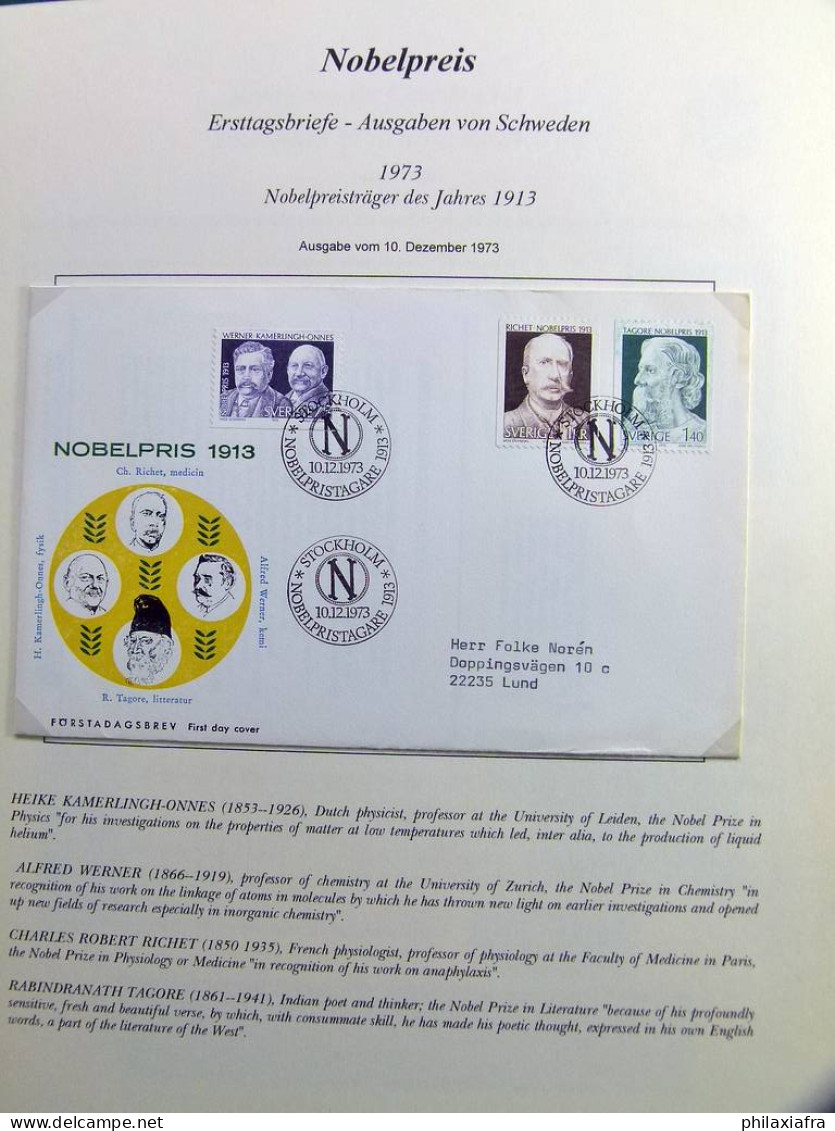 Collection thème des prix Nobel timbres neufs oblitéré histoire postale album 