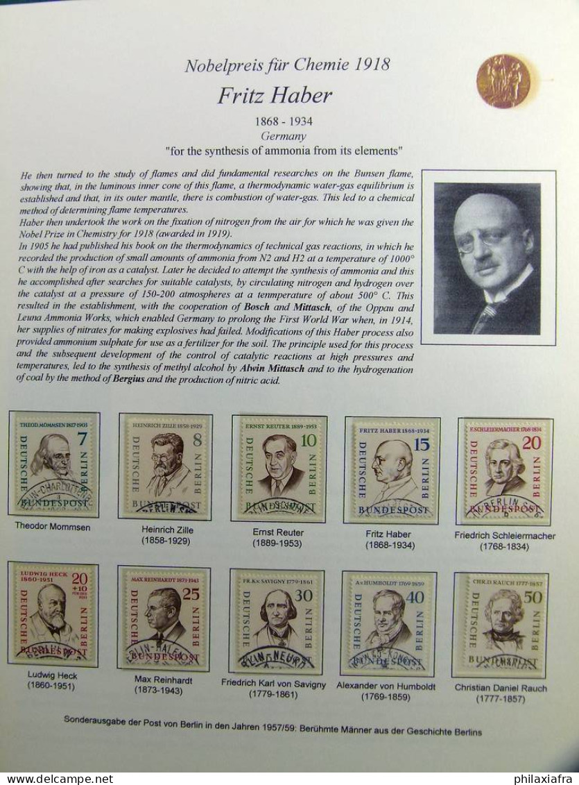 Collection thème des prix Nobel timbres neufs oblitéré histoire postale album 