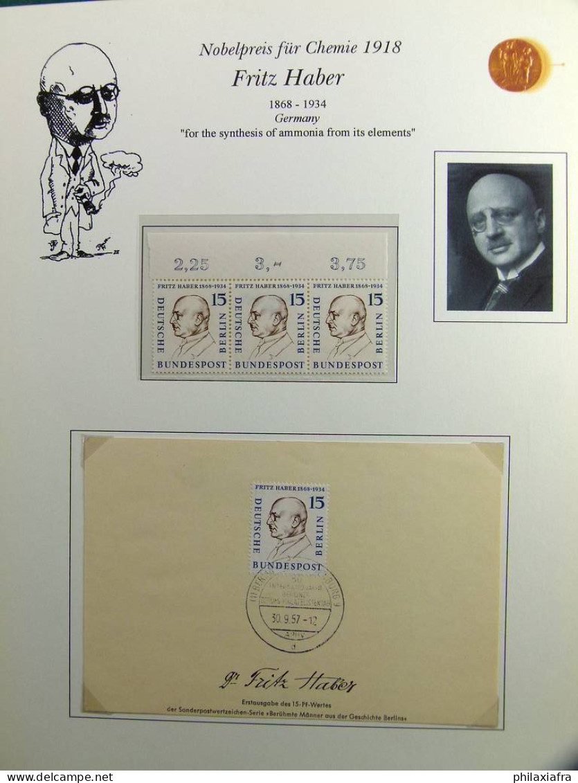 Collection thème des prix Nobel timbres neufs oblitéré histoire postale album 