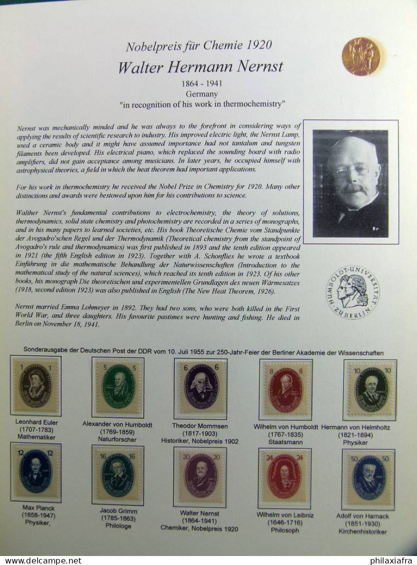 Collection thème des prix Nobel timbres neufs oblitéré histoire postale album 