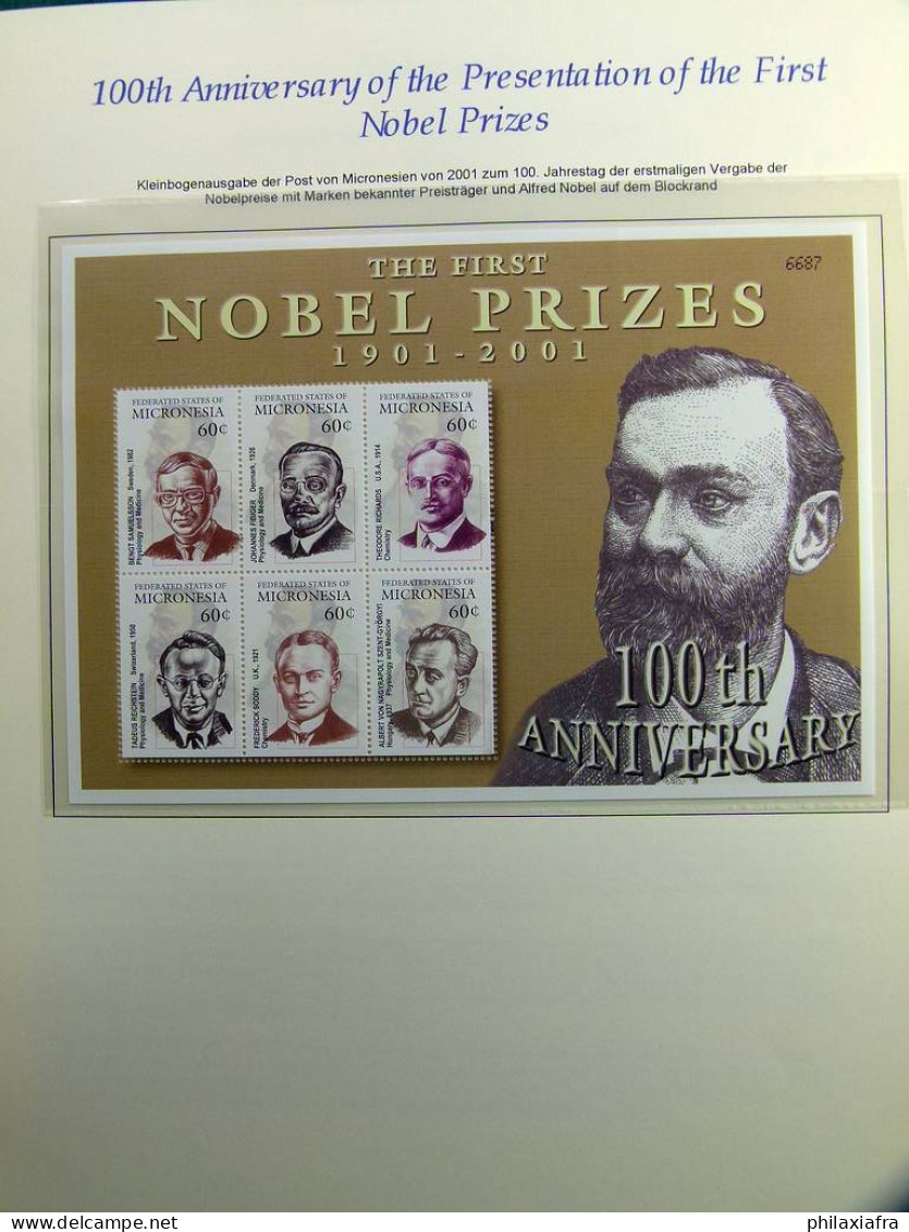 Collection thème des prix Nobel timbres neufs oblitéré histoire postale album 