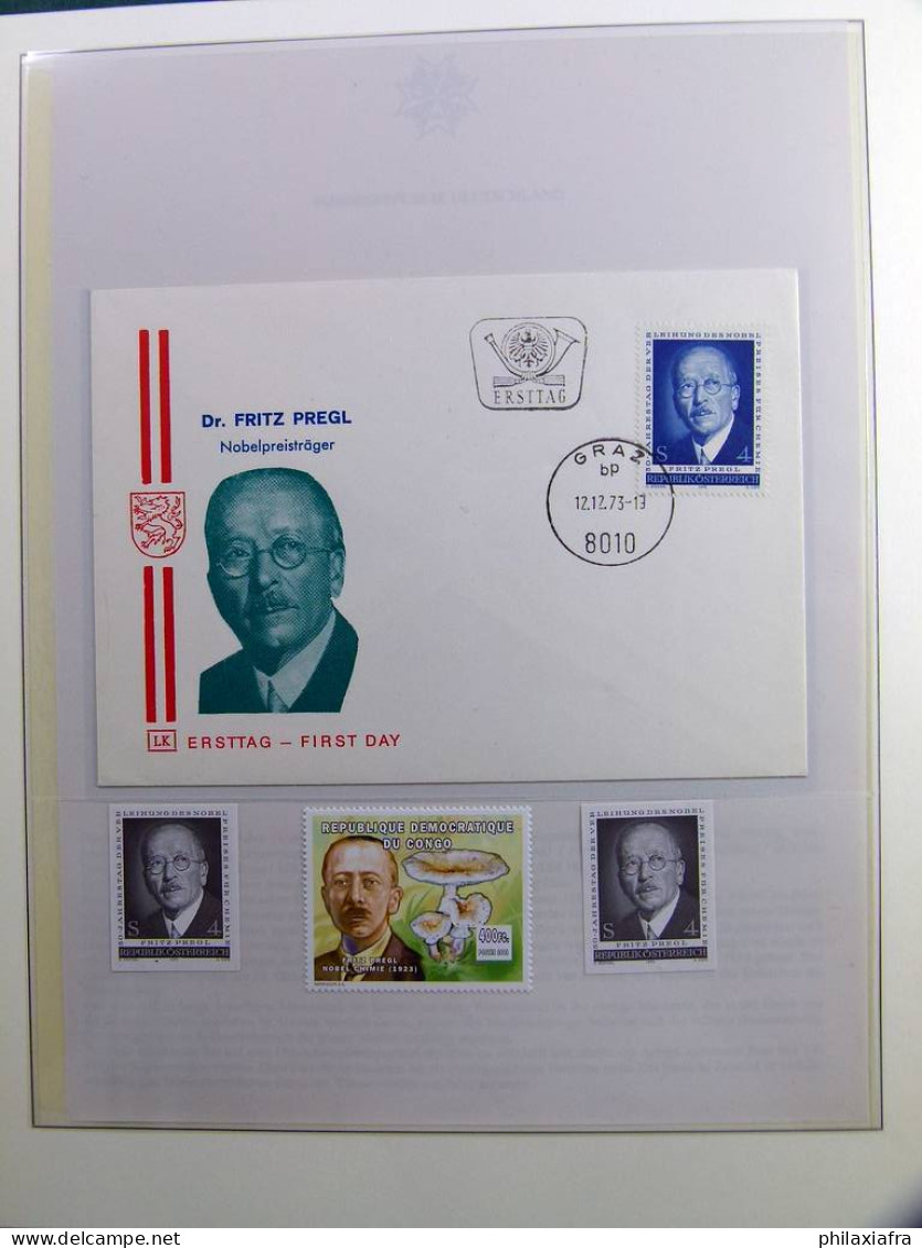 Collection thème des prix Nobel timbres neufs oblitéré histoire postale album 