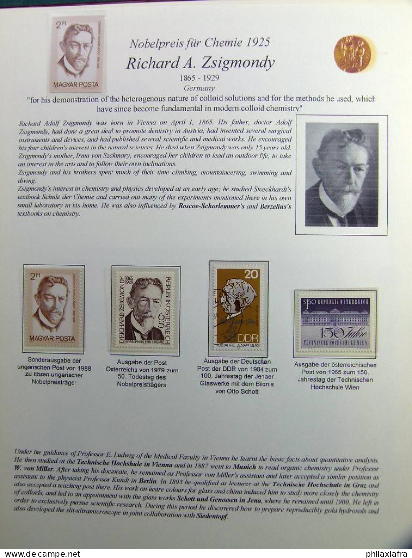 Collection thème des prix Nobel timbres neufs oblitéré histoire postale album 