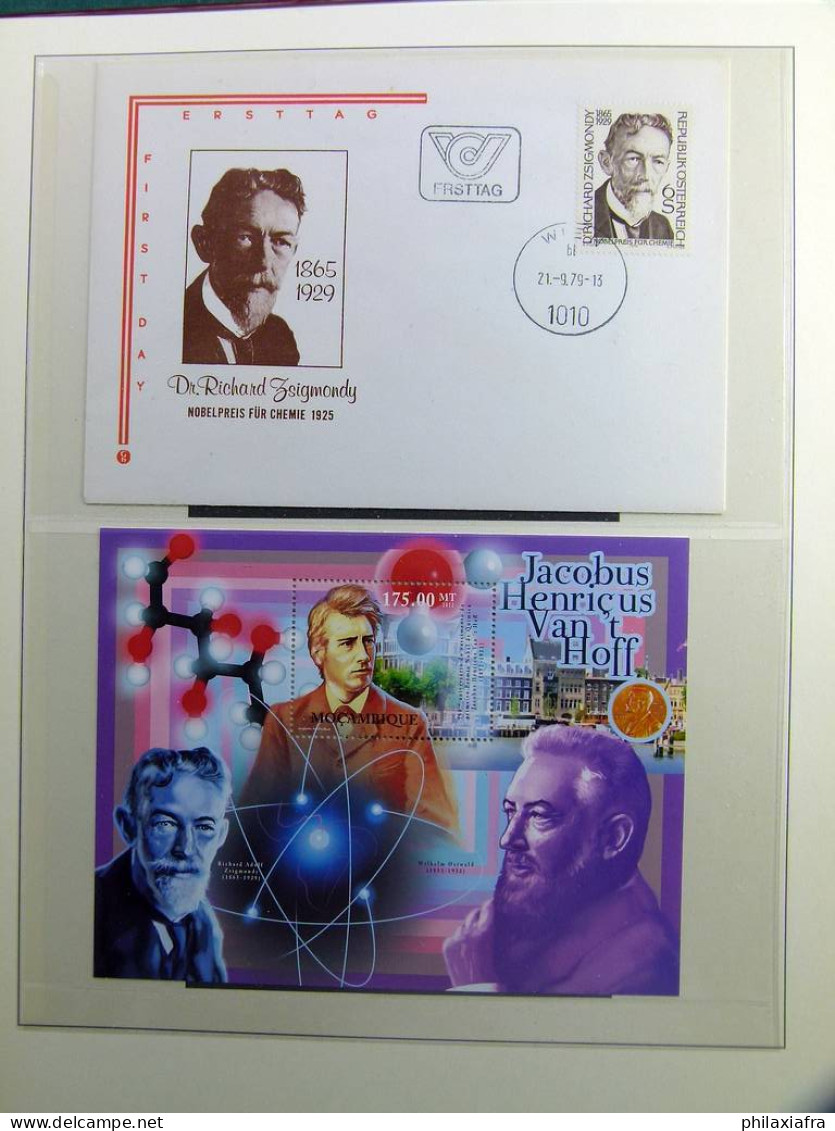 Collection thème des prix Nobel timbres neufs oblitéré histoire postale album 