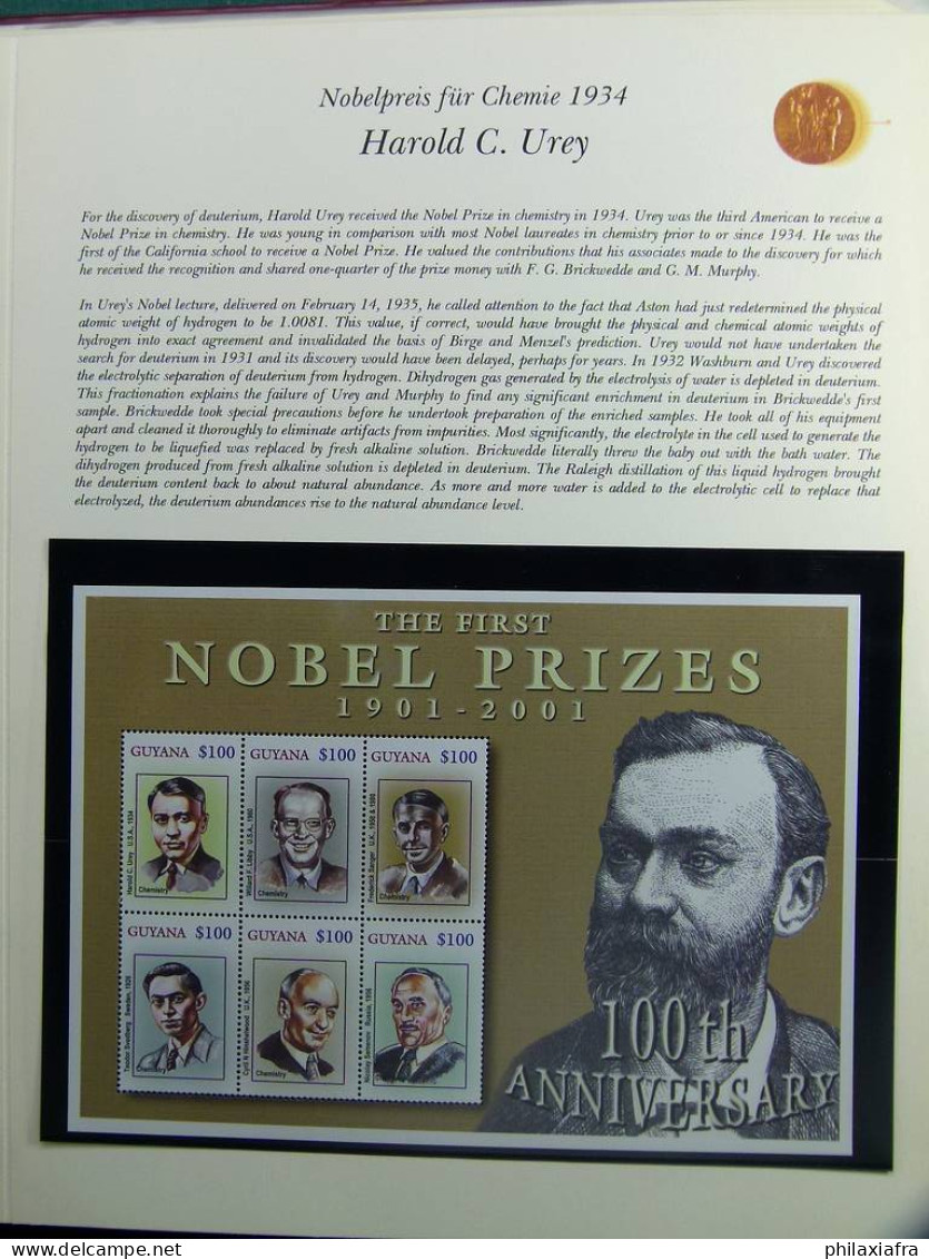 Collection thème des prix Nobel timbres neufs oblitéré histoire postale album 