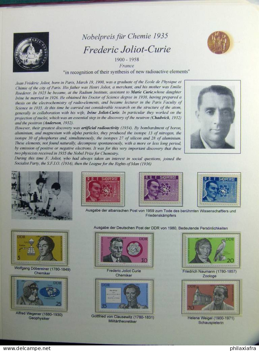 Collection thème des prix Nobel timbres neufs oblitéré histoire postale album 