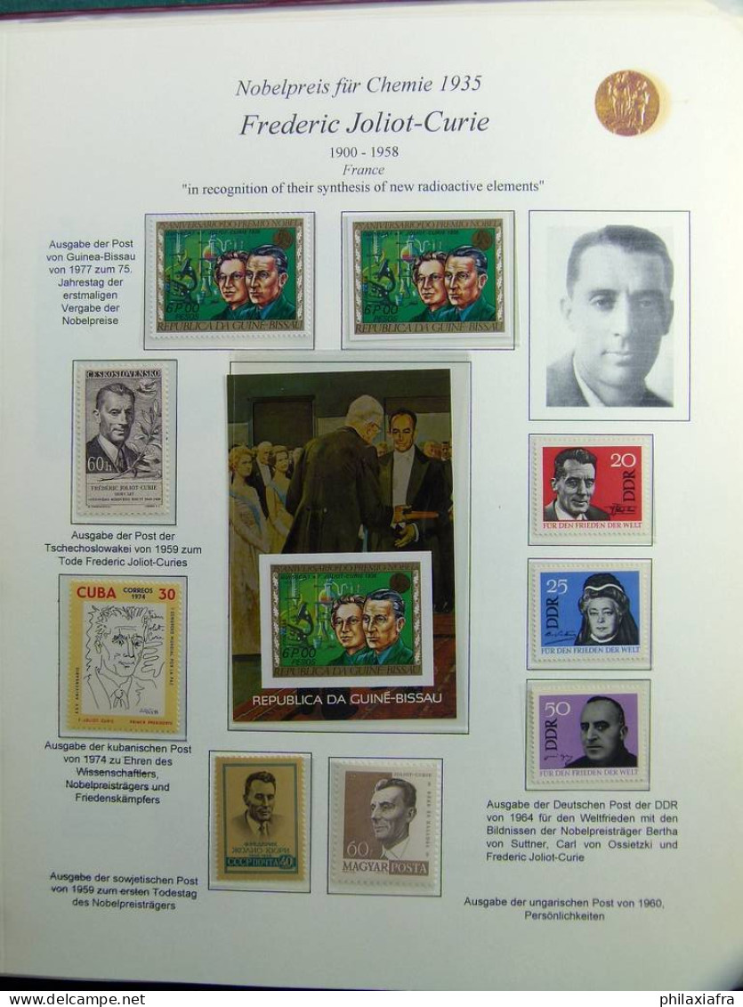 Collection thème des prix Nobel timbres neufs oblitéré histoire postale album 