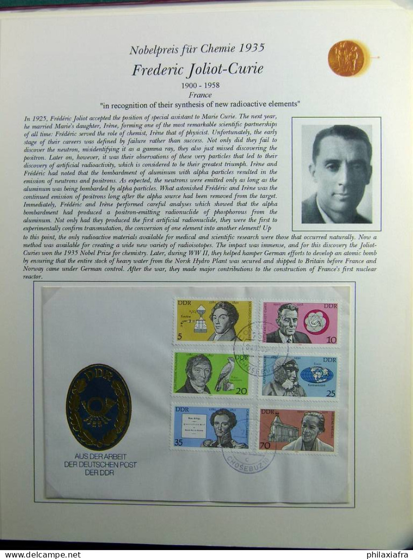 Collection thème des prix Nobel timbres neufs oblitéré histoire postale album 