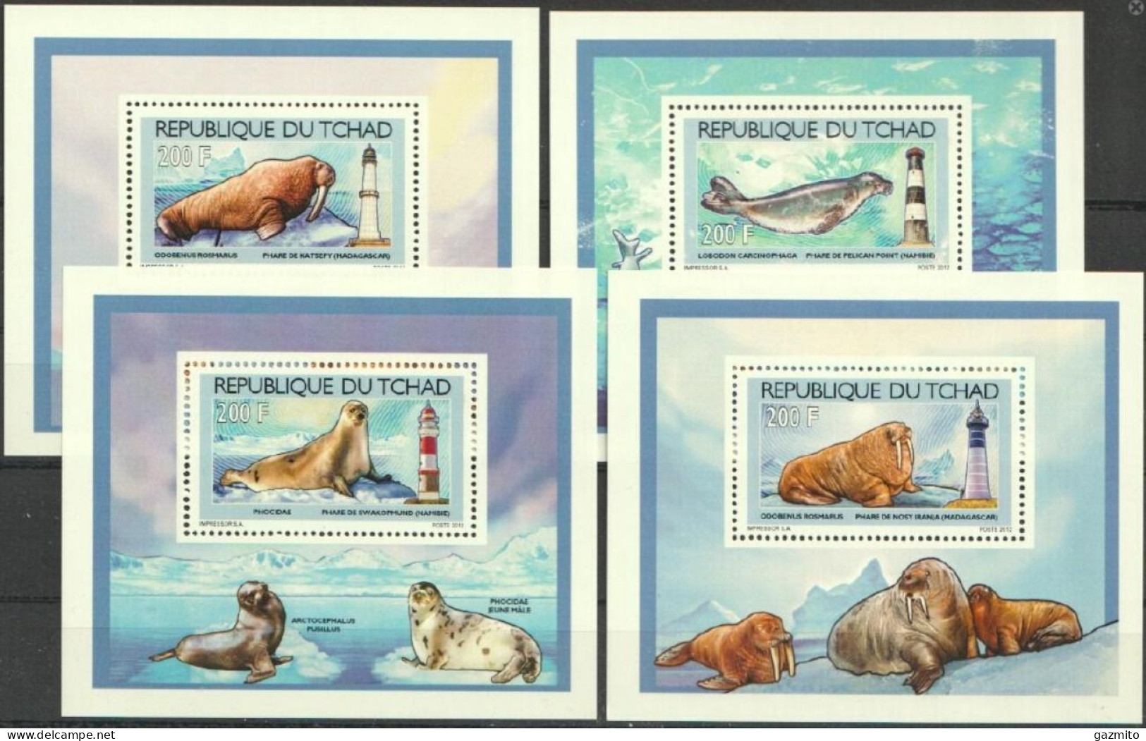 Tchad 2012, Seal, Walrus And Lighthouses, 4BF - Ciad (1960-...)