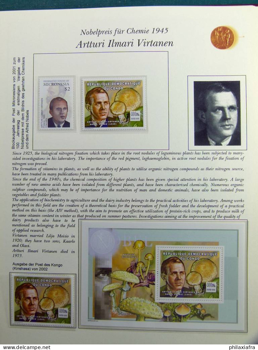 Collection thème des prix Nobel, album timbres neufs oblitéré histoire postale