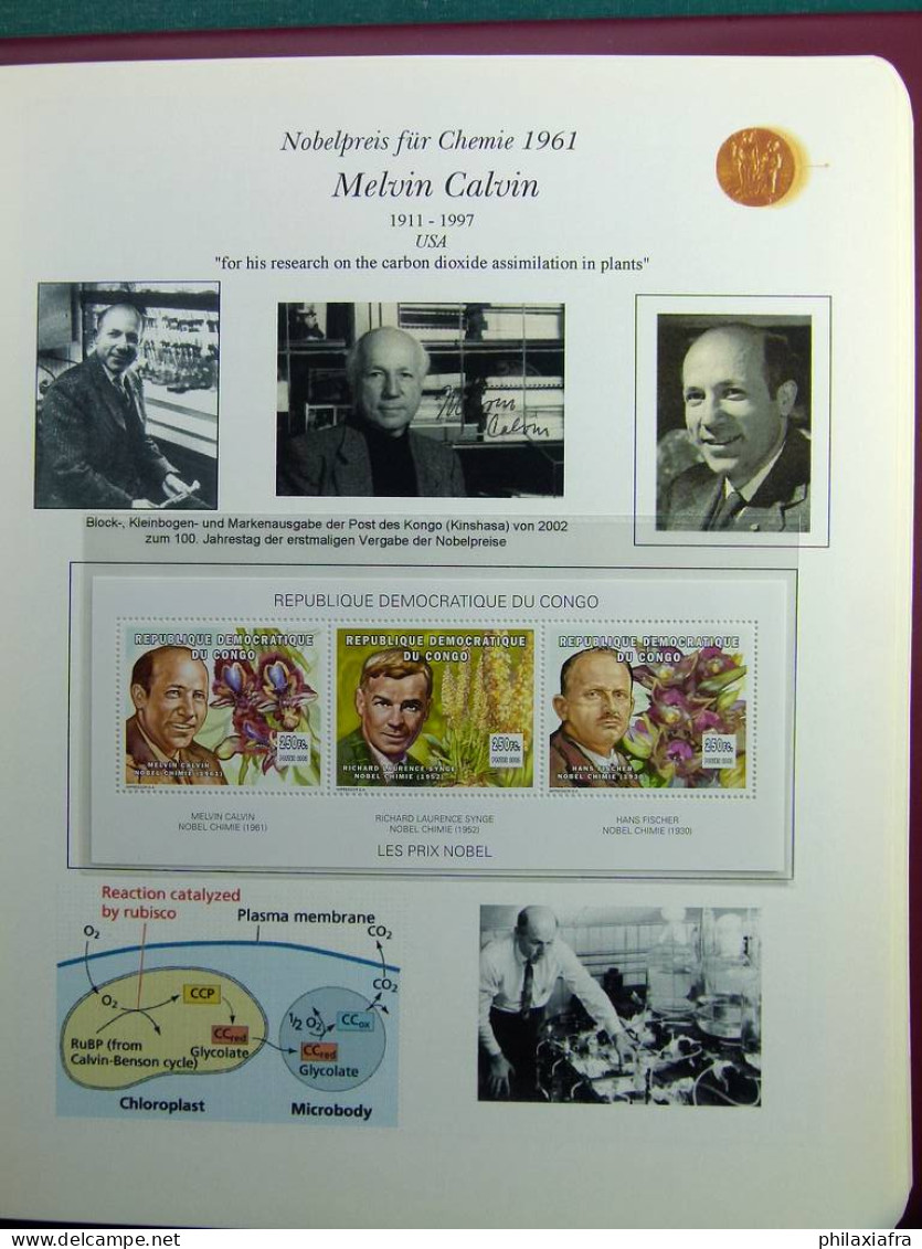 Collection thème des prix Nobel, album timbres neufs oblitéré histoire postale