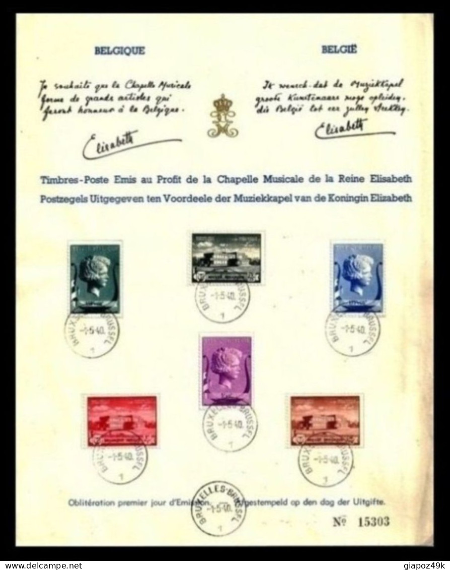 ● BELGIO 1940 ֍ Cartoncino ● Pro Fondazione Musicale "Regina Elisabetta" ● Lotto XX ● - Herdenkingsdocumenten