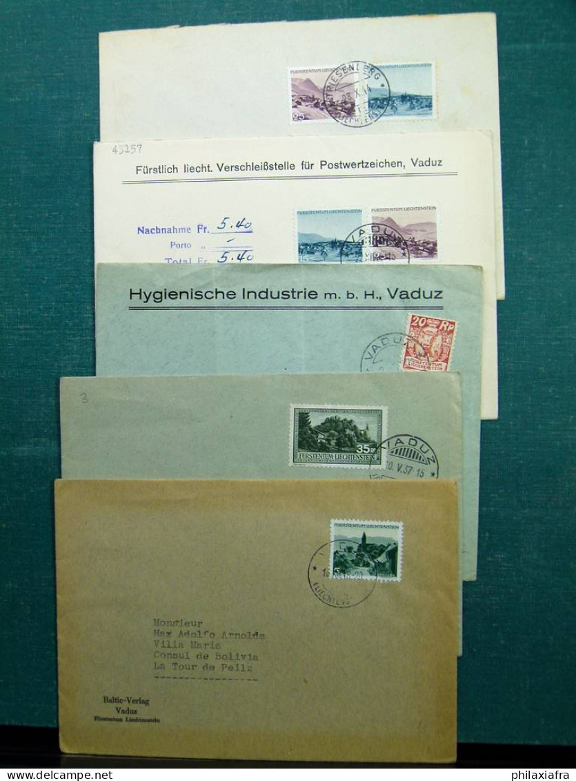 Collection Liechtenstein Boite Environ 150 Enveloppes Cartes FDC Annes 30/40  CV - Collections
