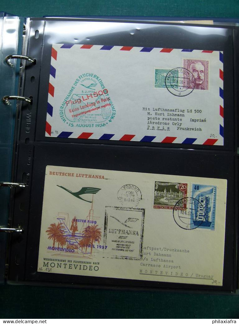 Beaucoup enveloppes, premiers vols, aussi années 50,  Londres -Monaco 1955 