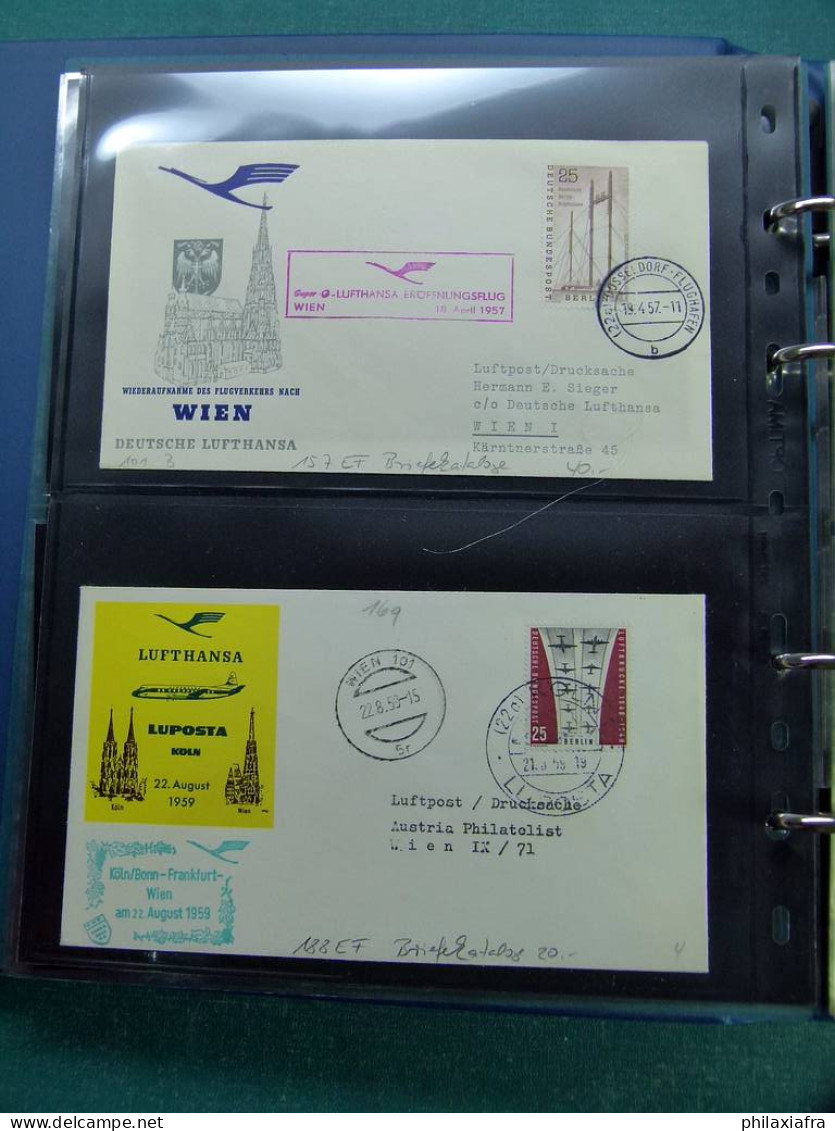 Beaucoup enveloppes, premiers vols, aussi années 50,  Londres -Monaco 1955 