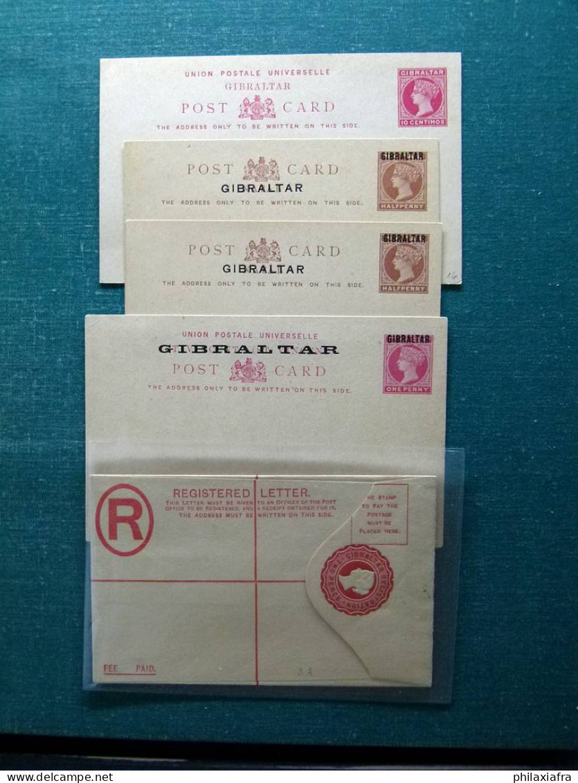 Collection Gibraltar avec entiers postaux, tous n'ont pas voyagé.