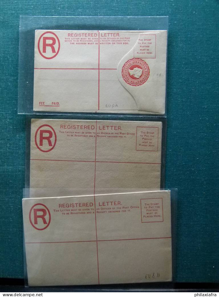 Collection Gibraltar avec entiers postaux, tous n'ont pas voyagé.