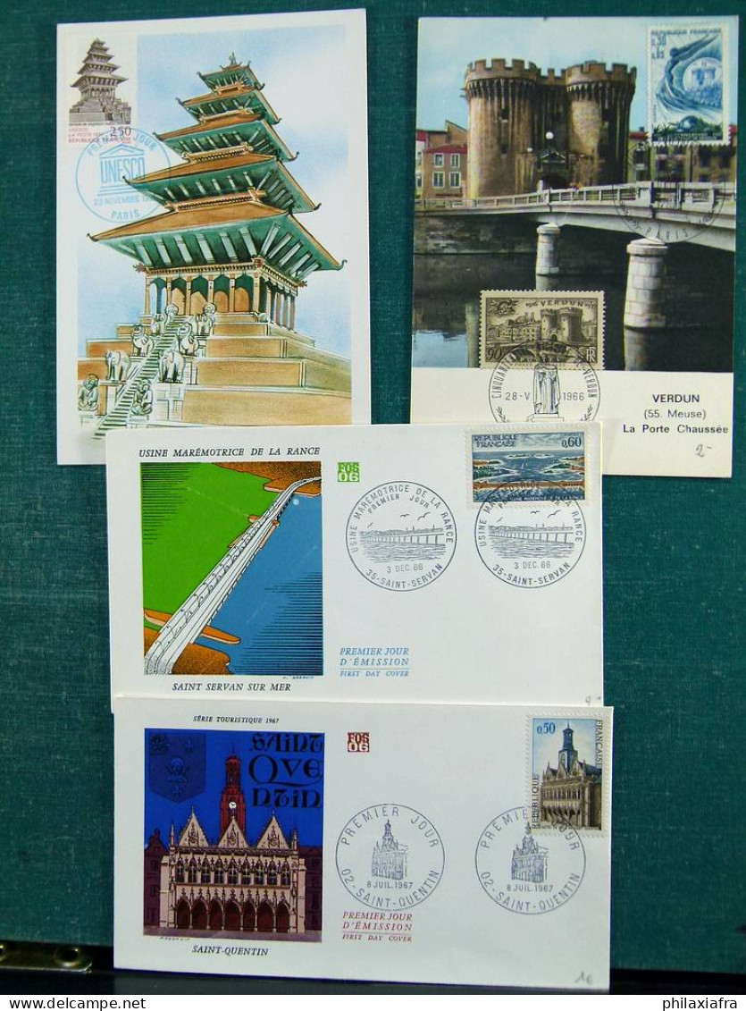 Collection thèmes divers surtout célébrités monuments avec FDC, Histoire postale