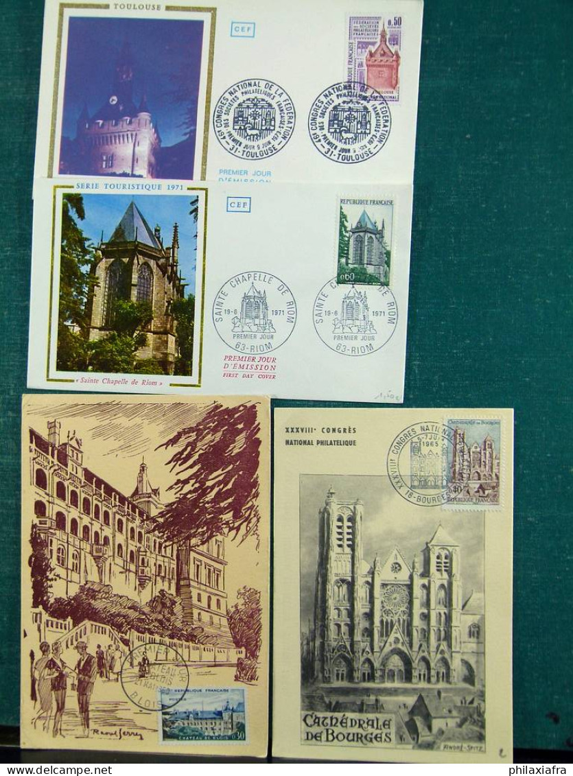 Collection thèmes divers surtout célébrités monuments avec FDC, Histoire postale