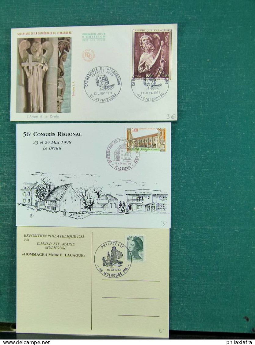 Collection thèmes divers surtout célébrités monuments avec FDC, Histoire postale