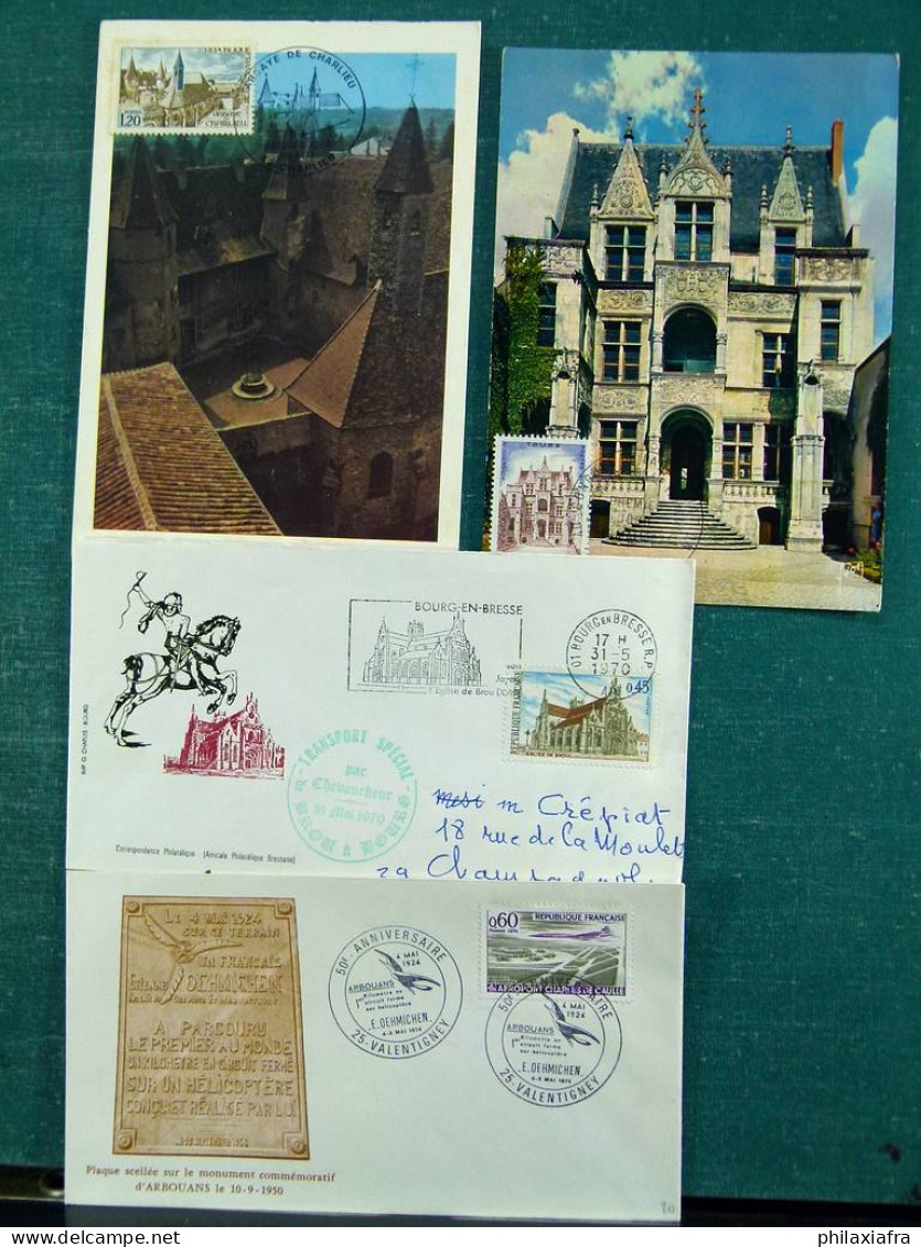 Collection thèmes divers surtout célébrités monuments avec FDC, Histoire postale