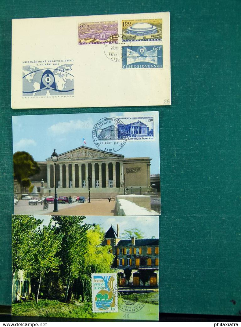 Collection thèmes divers surtout célébrités monuments avec FDC, Histoire postale
