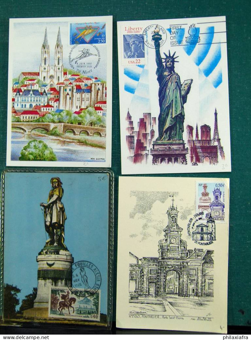 Collection thèmes divers surtout célébrités monuments avec FDC, Histoire postale