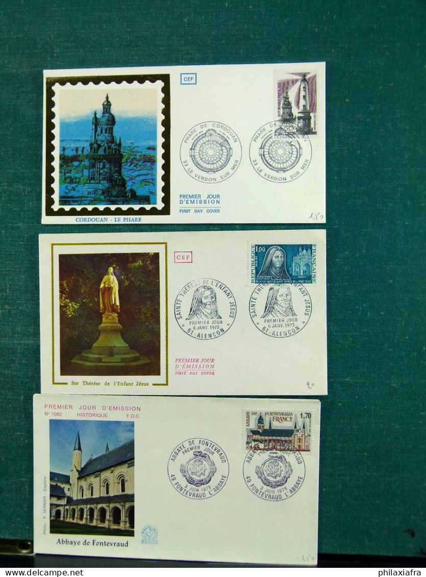 Collection thèmes divers surtout célébrités monuments avec FDC, Histoire postale