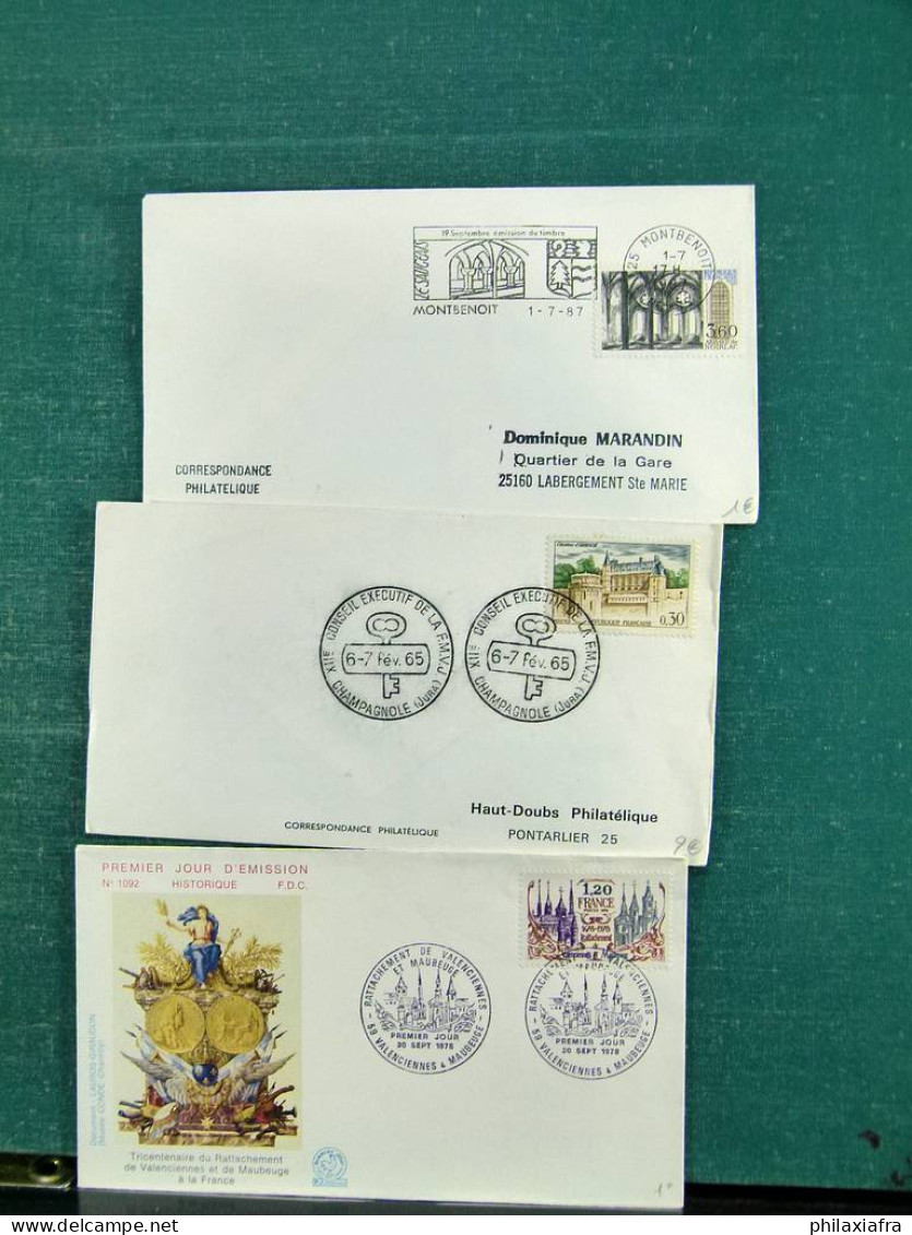 Collection thèmes divers surtout célébrités monuments avec FDC, Histoire postale