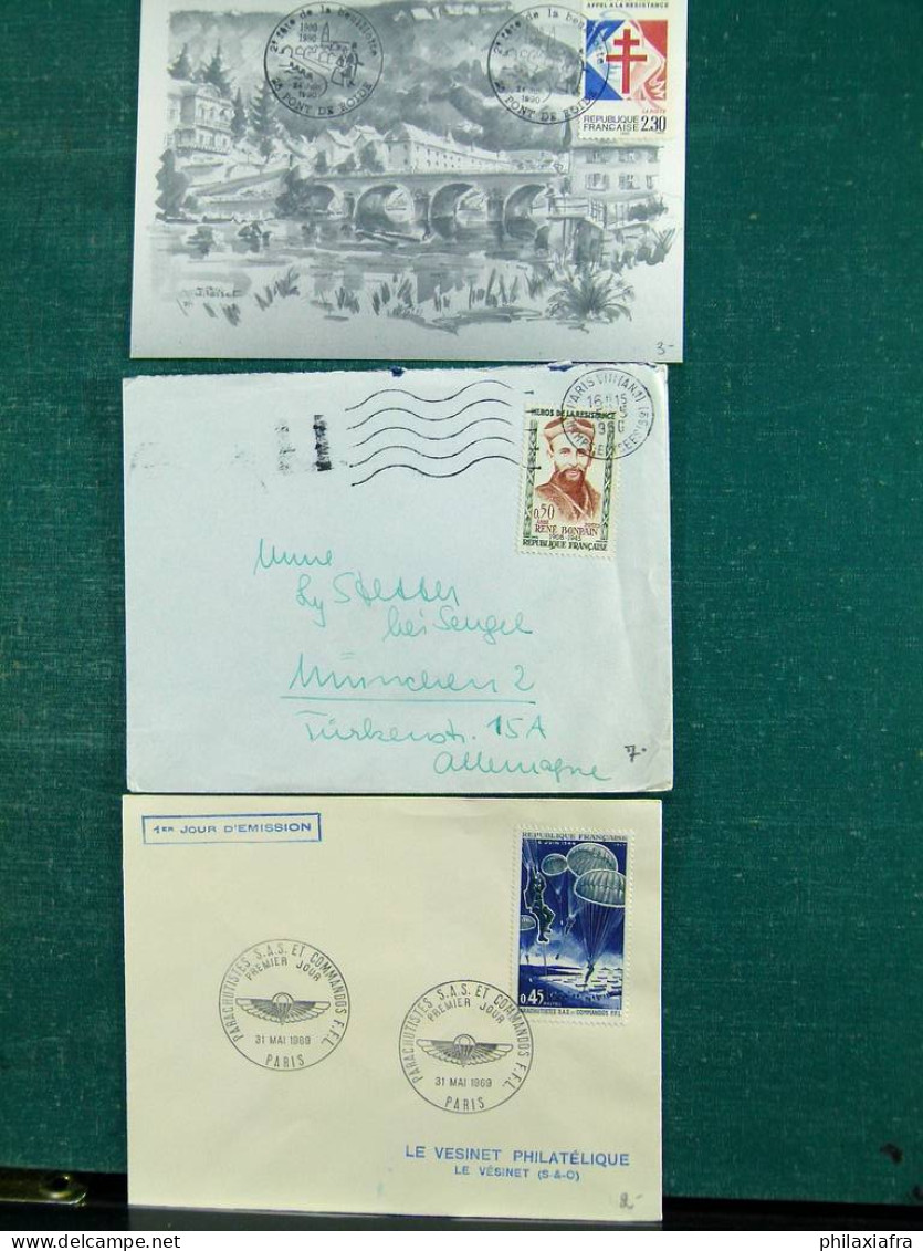 Collection thèmes divers surtout célébrités monuments avec FDC, Histoire postale