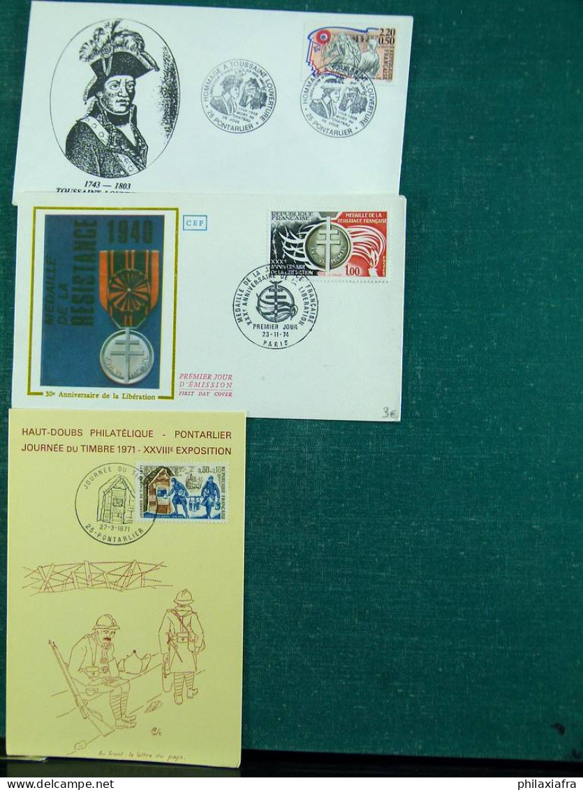 Collection thèmes divers surtout célébrités monuments avec FDC, Histoire postale