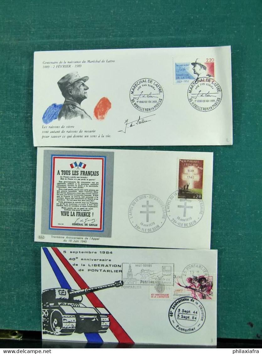 Collection thèmes divers surtout célébrités monuments avec FDC, Histoire postale