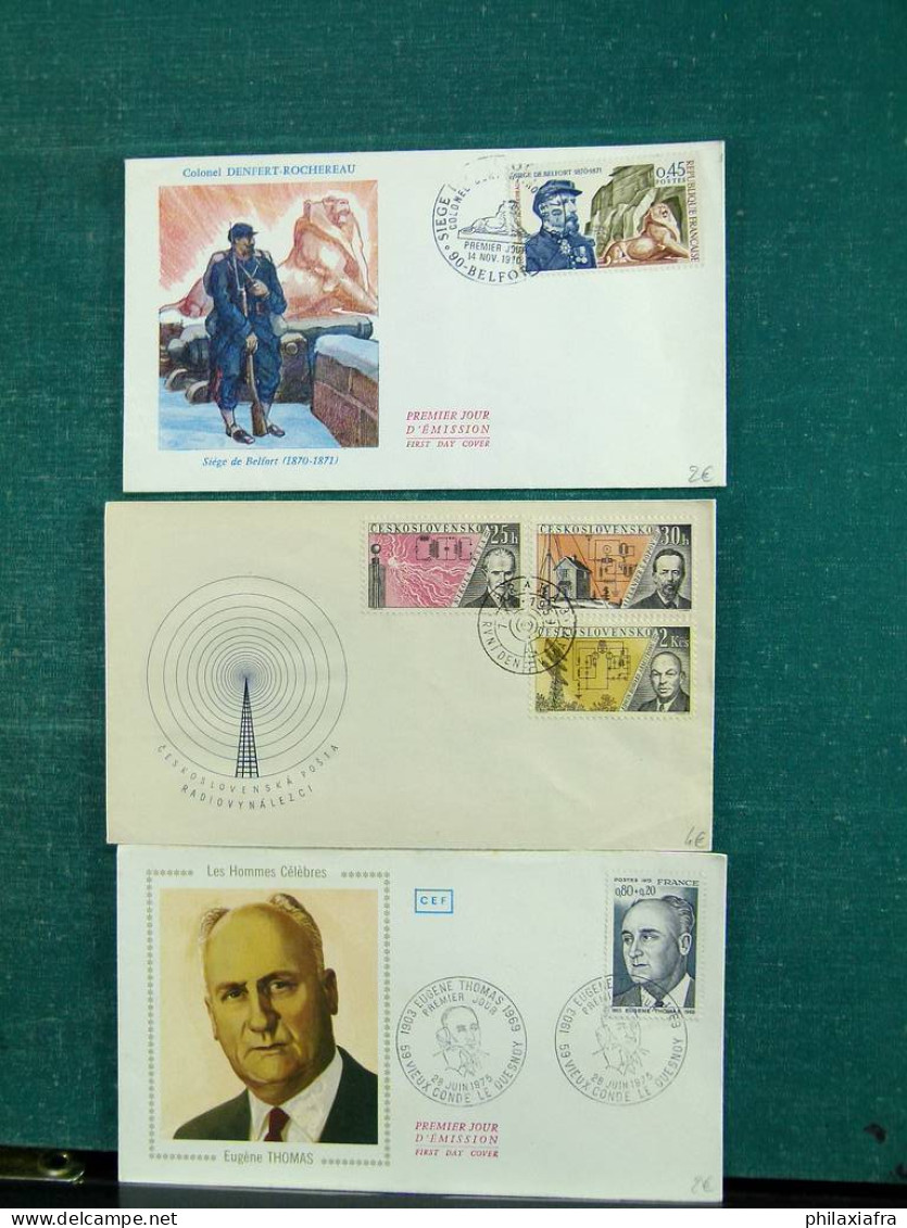 Collection thèmes divers surtout célébrités monuments avec FDC, Histoire postale