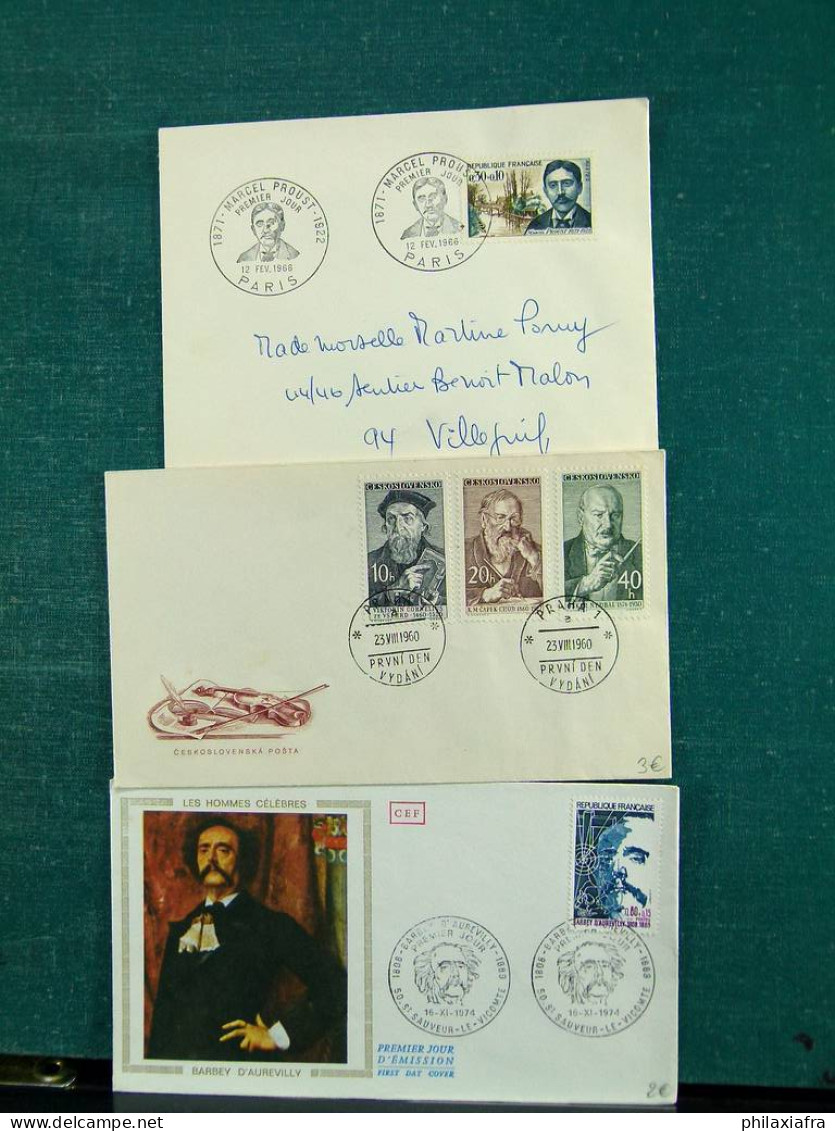 Collection thèmes divers surtout célébrités monuments avec FDC, Histoire postale