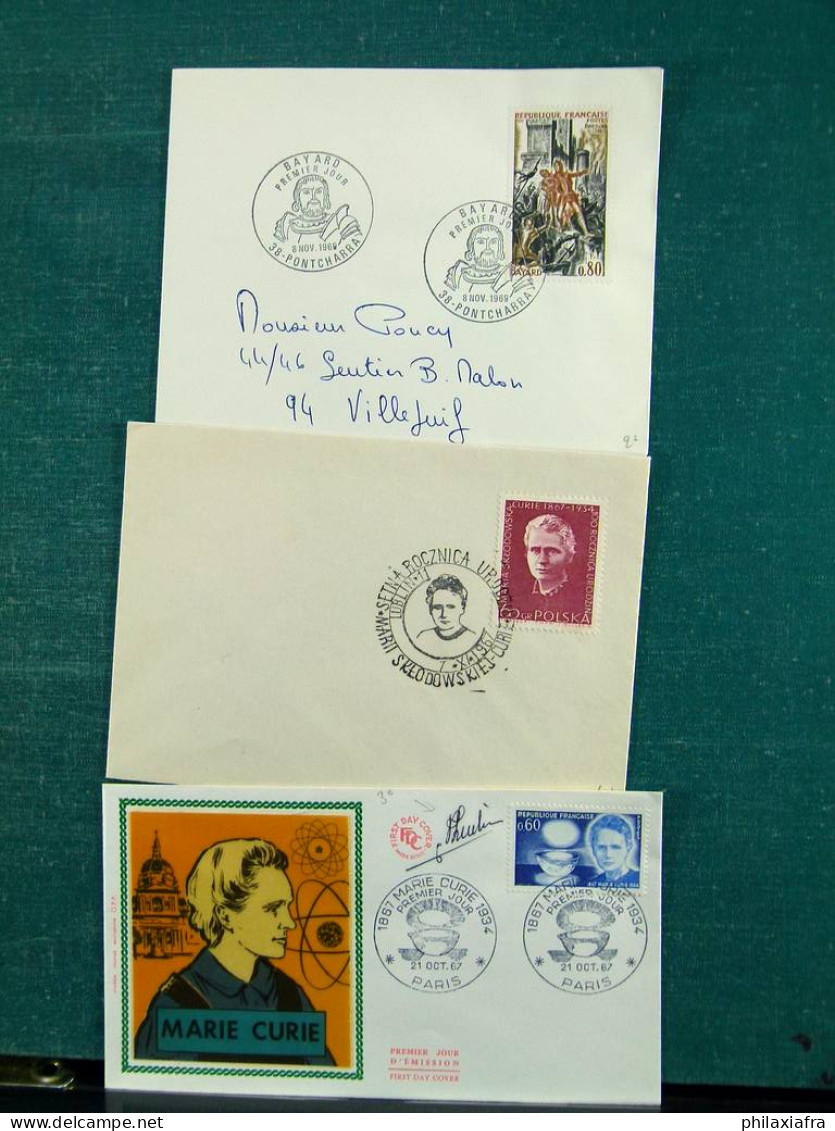 Collection thèmes divers surtout célébrités monuments avec FDC, Histoire postale