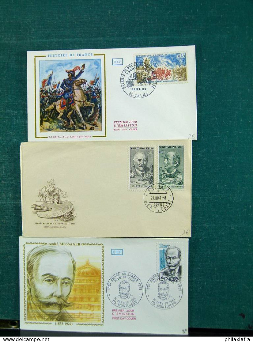 Collection thèmes divers surtout célébrités monuments avec FDC, Histoire postale