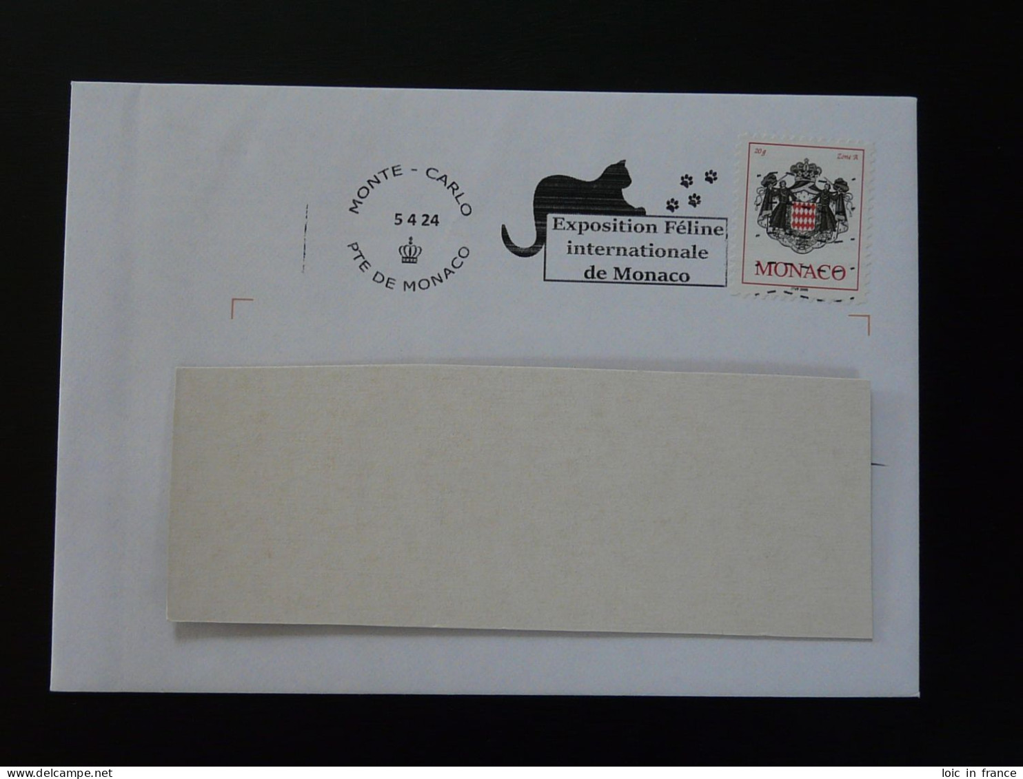 Exposition Féline 2024 Chat Cat Flamme Sur Lettre Postmark On Cover Monaco - Gatos Domésticos