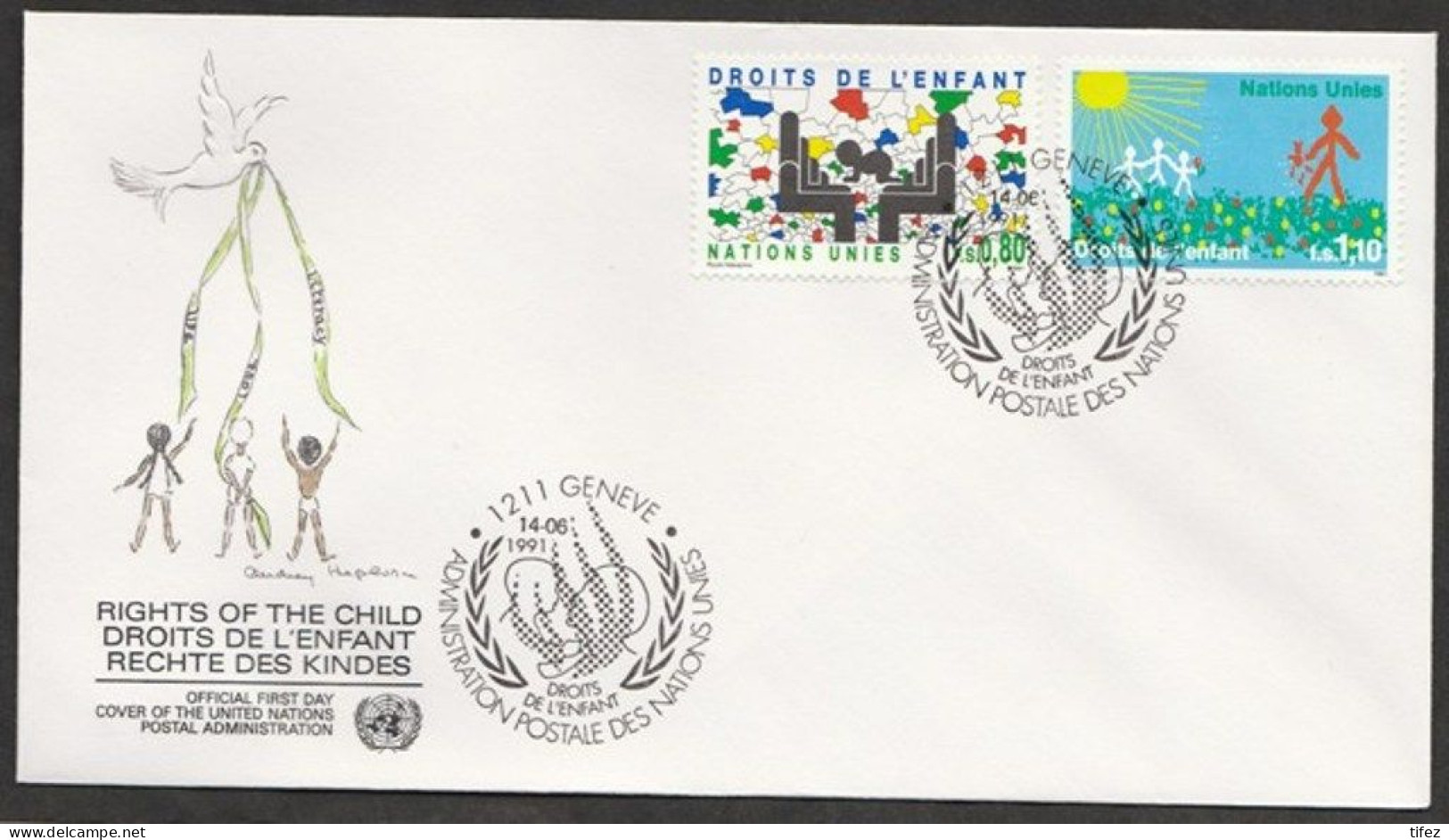 FDC/ONU/Genève/1991/ Droits De L'Enfant (g85) - FDC