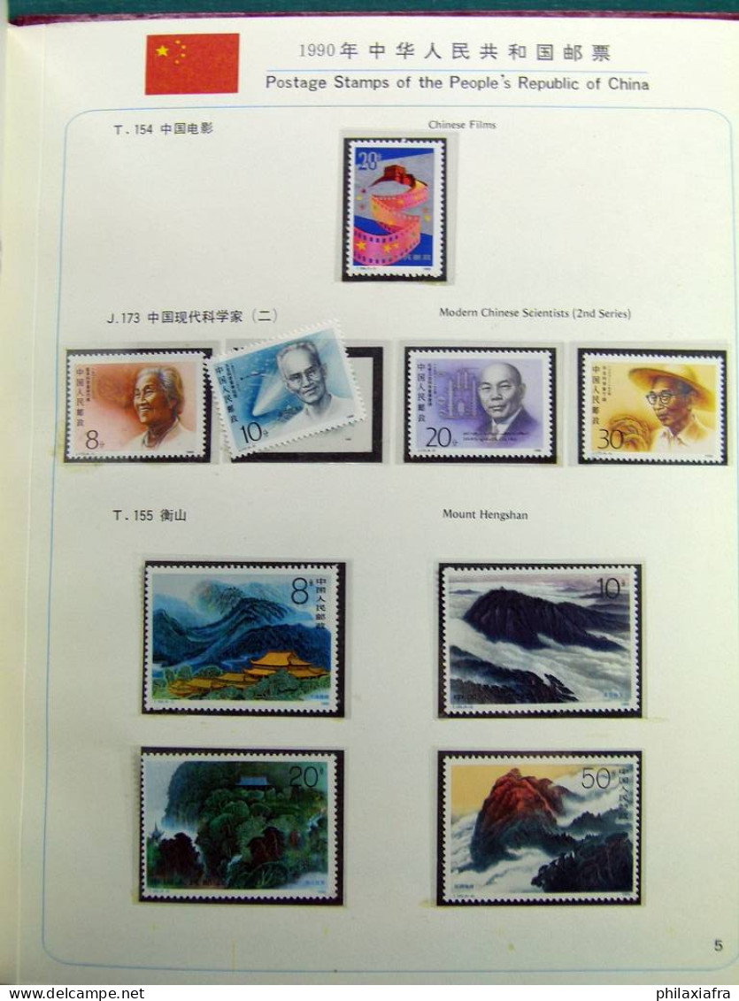 Collection Chine, de 1990 à 1991, avec timbres neufs ** sans charnière, sur 2 